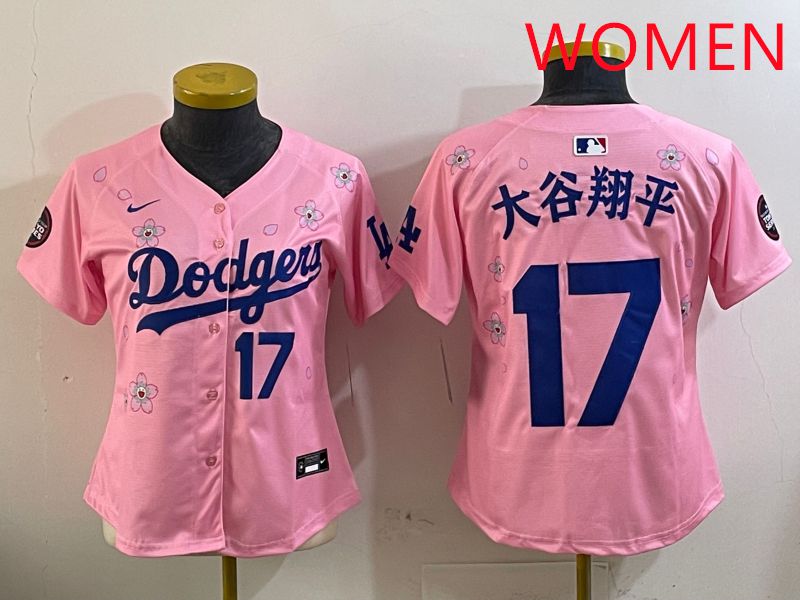 Women Los Angeles Dodgers #17 Ohtani Pink Sakura Edition 2025 Nike MLB Jersey style 9
